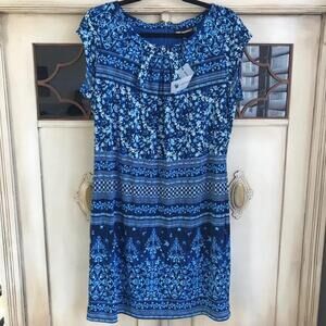 NWT Karl Lagerfeld Paris Blue Floral Shift Dress